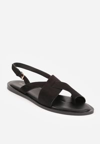 Born2be - Czarne Sandały VICES ze Skrzyżowanymi Paskami i Paskiem na Duży Palec Phaisacia. Okazja: na co dzień. Zapięcie: pasek. Kolor: czarny. Materiał: jeans, len. Sezon: lato. Styl: elegancki, casual #9