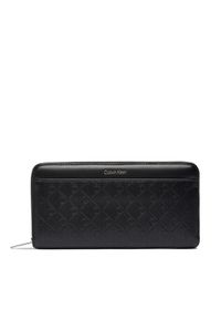 Calvin Klein Duży Portfel Damski Emblem Aop Embossed Long Wallet LV04F1097G Czarny. Kolor: czarny. Materiał: skóra