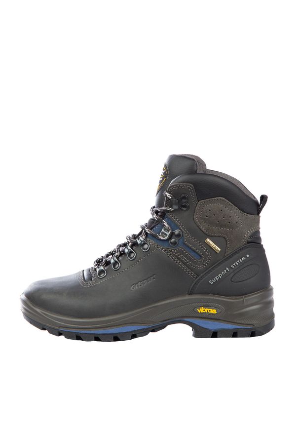 Buty męskie trekking Grisport Grigio Dakar Trekking. Wysokość cholewki: za kostkę. Zapięcie: sznurówki. Kolor: czarny, wielokolorowy. Materiał: tkanina, skóra, materiał, syntetyk. Szerokość cholewki: normalna. Sport: turystyka piesza