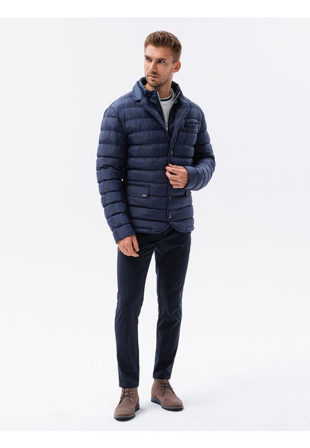Niebieska kurtka Ombre Clothing na zimę, ze stójką