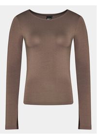 Gina Tricot Bluzka 20789 Brązowy Slim Fit. Kolor: brązowy. Materiał: wiskoza #6
