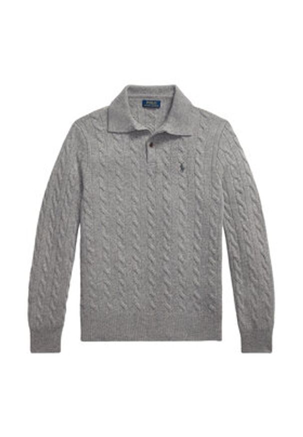 Polo Ralph Lauren Sweter 710974165002 Szary Regular Fit. Typ kołnierza: polo. Kolor: szary. Materiał: wełna
