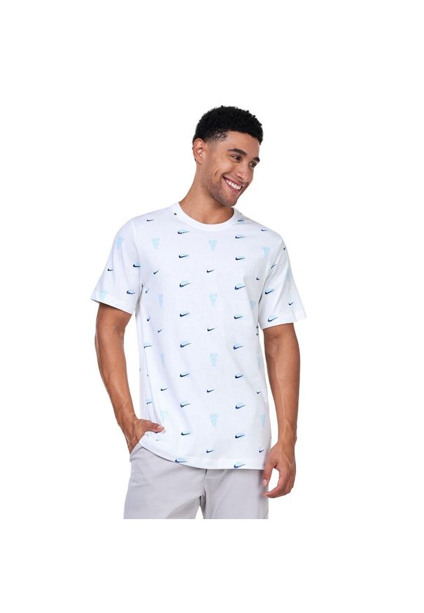 Nike - Męska Koszulka Sportowa. Kolor: biały. Sport: turystyka piesza