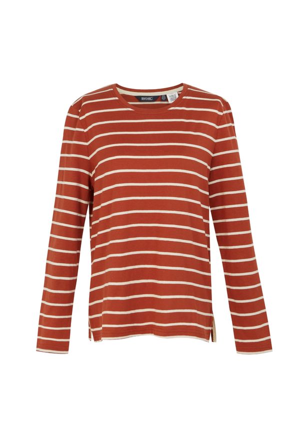 Regatta - T-shirt Damski Paski Z Długim Rękawem Federica II. Kolor: czerwony, wielokolorowy, beżowy. Długość rękawa: długi rękaw. Długość: długie. Wzór: paski