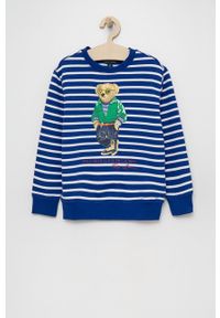 Polo Ralph Lauren bluza dziecięca z nadrukiem. Okazja: na co dzień. Typ kołnierza: polo. Kolor: niebieski. Wzór: nadruk. Styl: casual