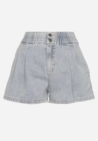 Born2be - Jasnoniebieskie Szorty Jeansowe z Szeroką Nogawka i Wysokim Stanem Rinestra. Okazja: na co dzień. Stan: podwyższony. Kolor: niebieski. Materiał: jeans. Styl: elegancki, casual #3