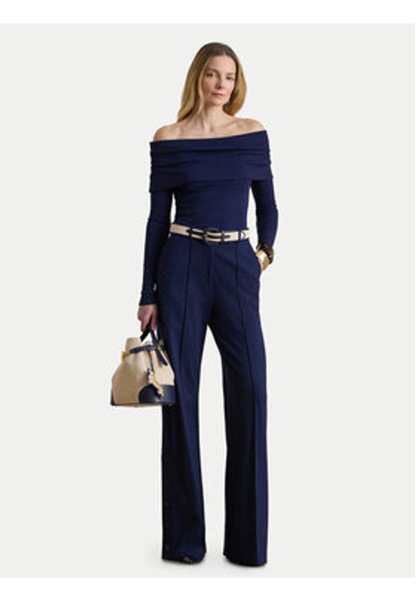 Lauren Ralph Lauren - LAUREN RALPH LAUREN Spodnie materiałowe 200P09084001 Granatowy Wide Leg. Kolor: niebieski. Materiał: wiskoza