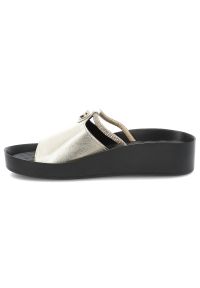 S.Barski - Klapki damskie S. Barski, na platformie ze skóry naturalnej z ozdobą eleganckie, złote, KV51-034. Okazja: na spacer. Kolor: złoty. Materiał: skóra. Wzór: aplikacja. Sezon: lato. Obcas: na platformie. Styl: elegancki #5