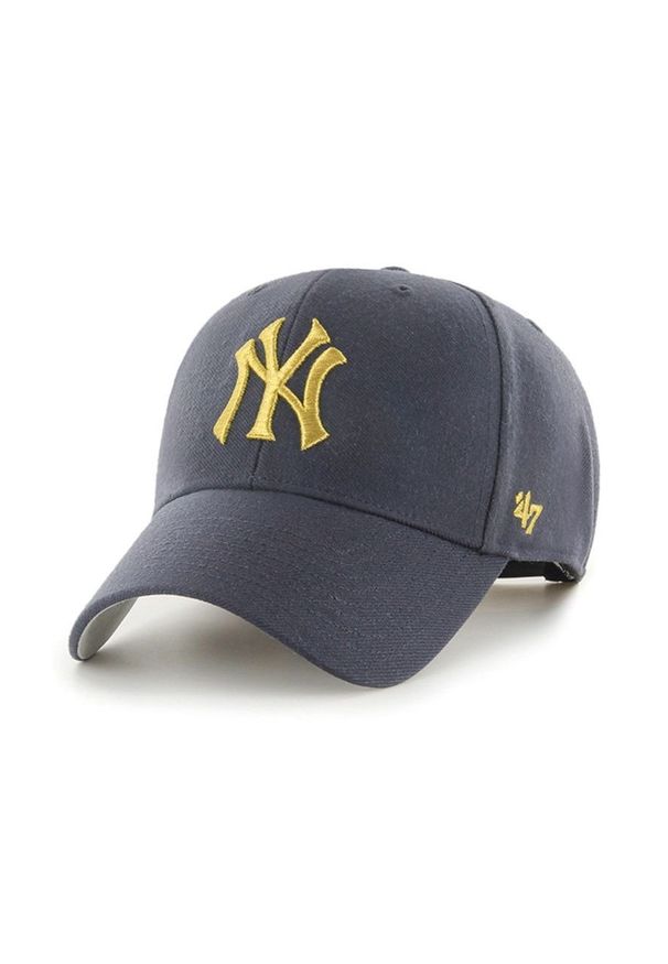 47 Brand - 47brand Czapka MLB New York Yankees kolor granatowy z aplikacją. Kolor: niebieski. Wzór: aplikacja