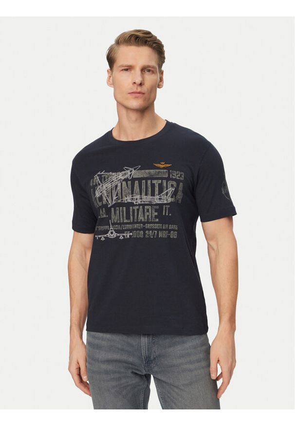 Aeronautica Militare T-Shirt 261TS2535UJ00641 Granatowy Regular Fit. Kolor: niebieski. Materiał: bawełna