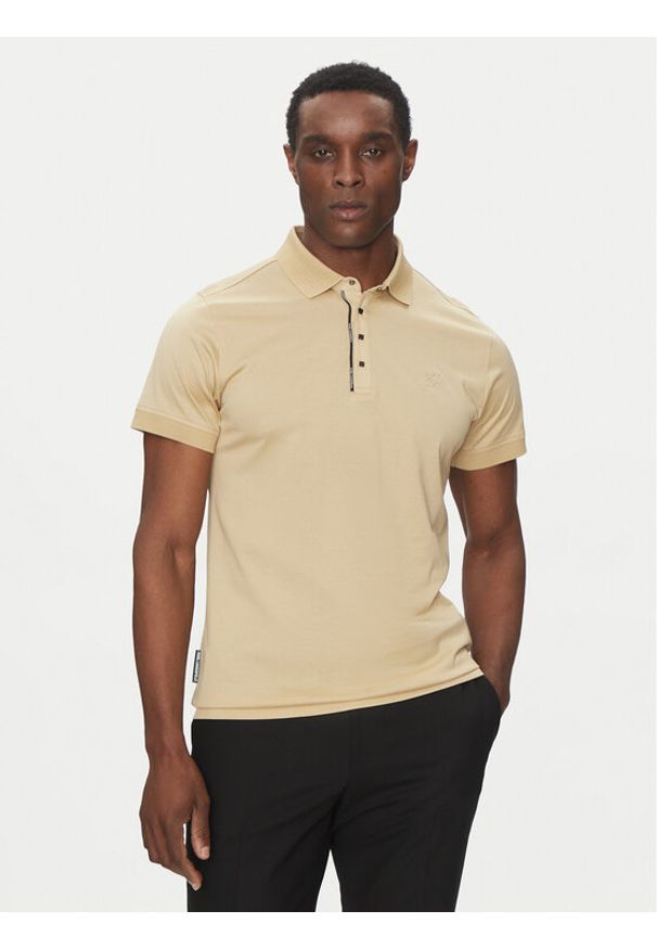 Karl Lagerfeld - KARL LAGERFELD Polo 745007 552200 Beżowy Regular Fit. Typ kołnierza: polo. Kolor: beżowy. Materiał: bawełna