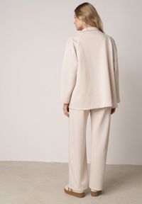 Born2be - Beżowy Dzianinowy Komplet Dresowy z Wiskozą Bluza ze Stójką i Spodnie Nevenira. Kolor: beżowy. Materiał: dzianina, wiskoza, dresówka #3