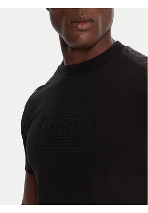 Karl Lagerfeld - KARL LAGERFELD T-Shirt 755030 554235 Czarny Regular Fit. Typ kołnierza: dekolt w karo. Kolor: czarny. Materiał: bawełna
