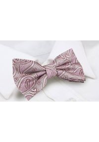 Mucha Męska w Zestawie z Poszetką - Alties - Blady Róż, Paisley. Kolor: różowy. Wzór: paisley. Styl: elegancki, sportowy #4