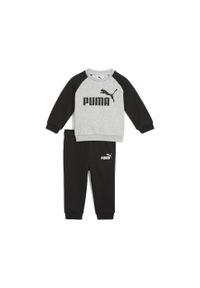 Puma - Zestaw dla małych dzieci Minicats Essentials z raglanową bluzą PUMA Black. Kolor: zielony, wielokolorowy, czarny, brązowy. Materiał: guma, prążkowany. Wzór: nadruk