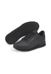 Puma - Młodzieżowe skórzane buty sportowe ST Runner v3 PUMA Black. Kolor: czarny. Materiał: materiał, syntetyk