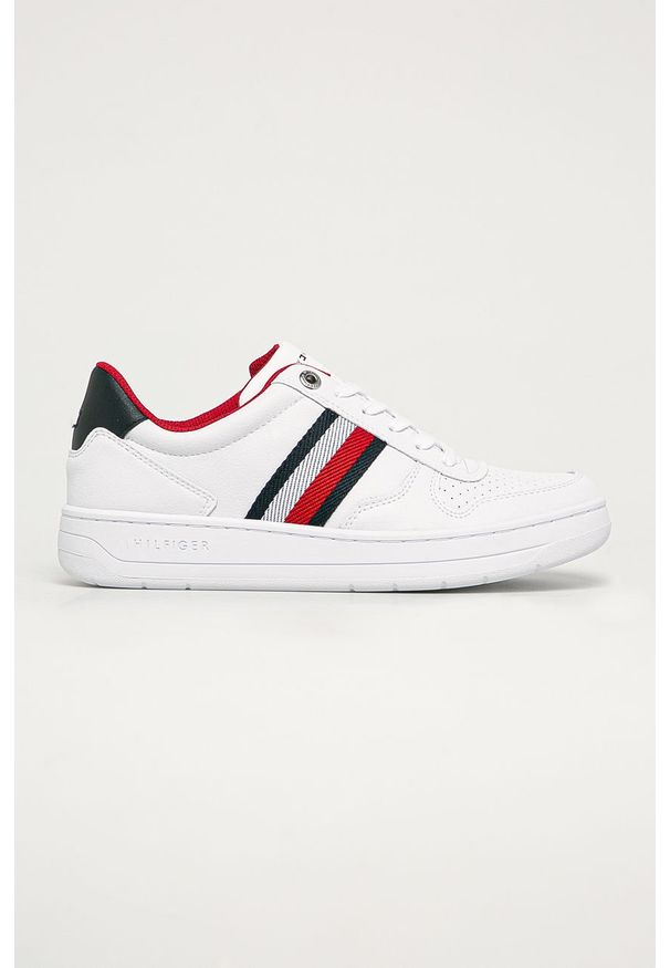 TOMMY HILFIGER - Tommy Hilfiger - Buty. Nosek buta: okrągły. Zapięcie: sznurówki. Kolor: biały. Materiał: syntetyk, materiał, skóra ekologiczna, guma