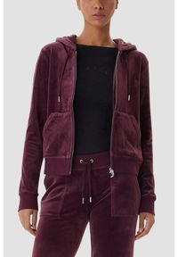 Juicy Couture - JUICY COUTURE Śliwkowa bluza damska Robertson Hoodie, Rozmiar L. Okazja: na co dzień. Kolor: fioletowy. Materiał: materiał. Styl: casual, elegancki, klasyczny #4