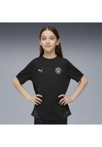 Puma - Młodzieżowa koszulka treningowa Manchester City PUMA Black Silver Metallic. Kolor: czarny, szary, wielokolorowy. Sport: piłka nożna