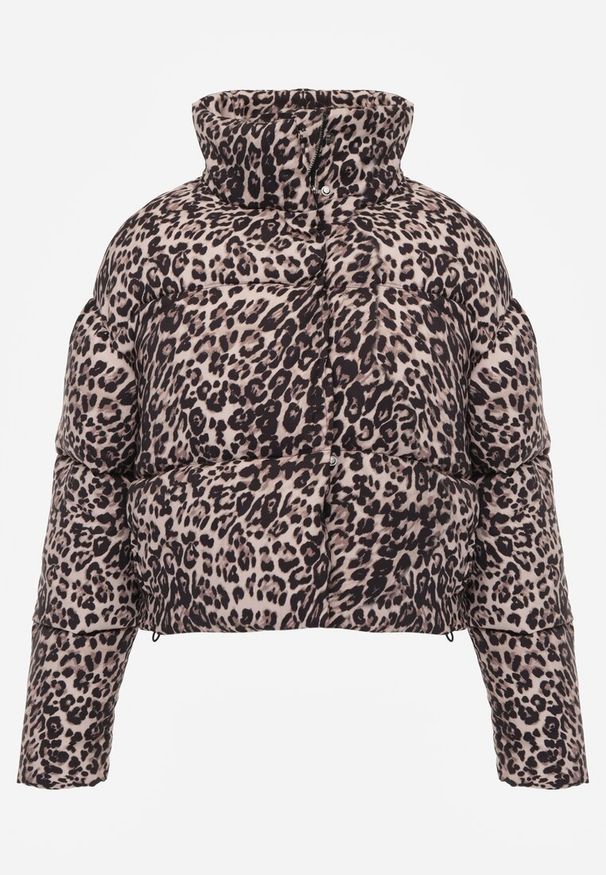 Renee - Brązowa Panterkowa Kurtka Pikowana o Krótkim Kroju ze Ściągaczami Ivilda. Okazja: na co dzień. Kolor: brązowy. Materiał: jeans. Długość: krótkie. Wzór: motyw zwierzęcy. Sezon: wiosna. Styl: wizytowy, casual