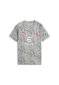 Puma - Młodzieżowa koszulka przedmeczowa AC Milan PUMA Smokey Gray White. Kolor: szary, biały, wielokolorowy. Sport: piłka nożna