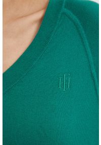 TOMMY HILFIGER - Tommy Hilfiger sweter damski kolor zielony lekki. Okazja: na co dzień. Kolor: zielony. Długość rękawa: raglanowy rękaw. Styl: casual #4