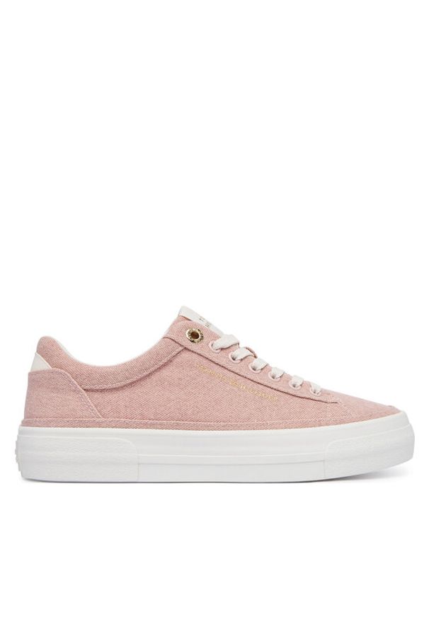 TOMMY HILFIGER - Tommy Hilfiger Sneakersy Washed Canvas Platform Trainers FW0FW09172 Różowy. Kolor: różowy. Materiał: materiał. Obcas: na platformie