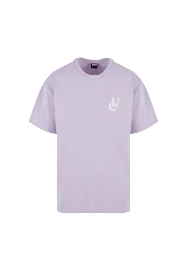 Urban Classics - Męska Koszulka Wavy Logo Heavyweight Oversized T-shirt. Kolor: czerwony, wielokolorowy, różowy
