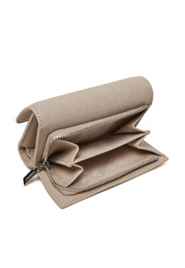 Calvin Klein Portfel damski Ck Must Aop Small Trifold W Zip LV04F1038G Beżowy. Kolor: beżowy. Materiał: skóra