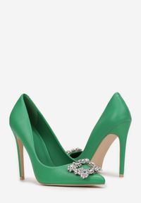 Born2be - Zielone Szpilki Typhime. Nosek buta: szpiczasty. Kolor: zielony. Szerokość cholewki: normalna. Wzór: aplikacja, gładki. Obcas: na szpilce. Styl: klasyczny, elegancki, glamour #4