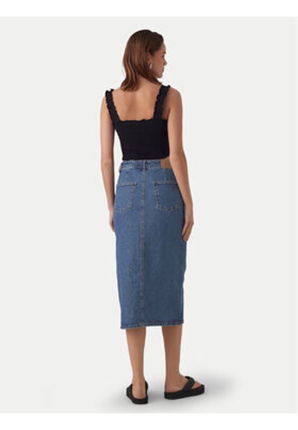 Vero Moda Spódnica jeansowa Veri 10295731 Niebieski Regular Fit. Kolor: niebieski. Materiał: bawełna