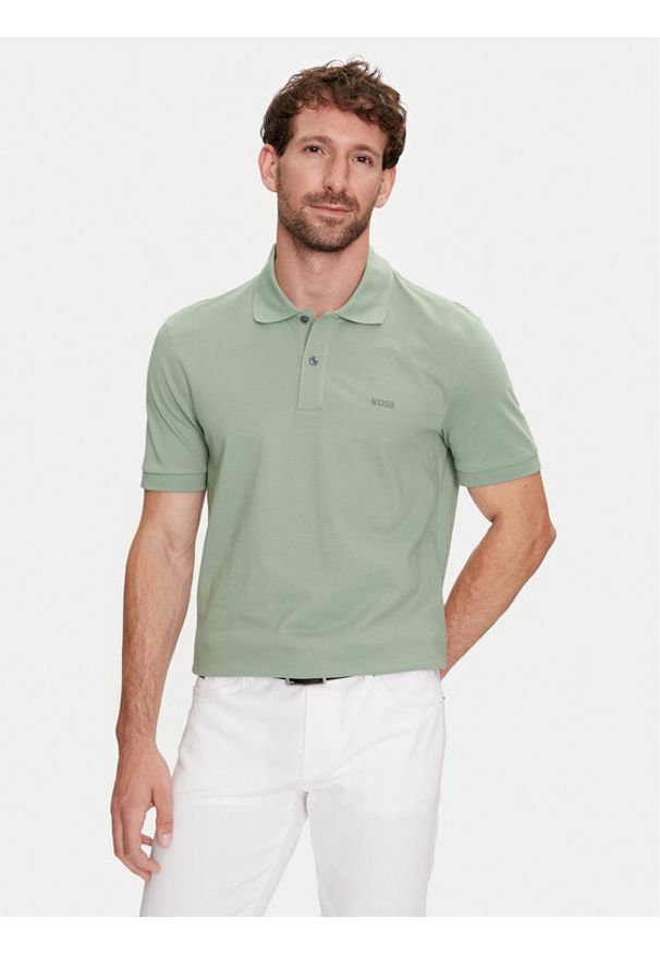 BOSS - Boss Polo Pallas 50468301 Zielony Regular Fit. Typ kołnierza: polo. Kolor: zielony. Materiał: bawełna