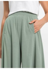 bonprix - Spodnie culotte z dżerseju, z szerokimi nogawkami. Kolor: zielony. Materiał: jersey #2