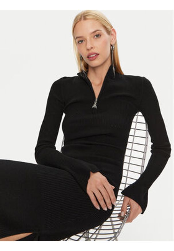 Patrizia Pepe Sukienka dzianinowa 2A2848/K214-K103 Czarny Regular Fit. Kolor: czarny. Materiał: wełna