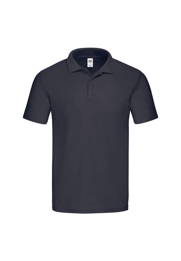 FRUIT OF THE LOOM - Męska Oryginalna Koszulka Polo. Typ kołnierza: polo. Kolor: niebieski