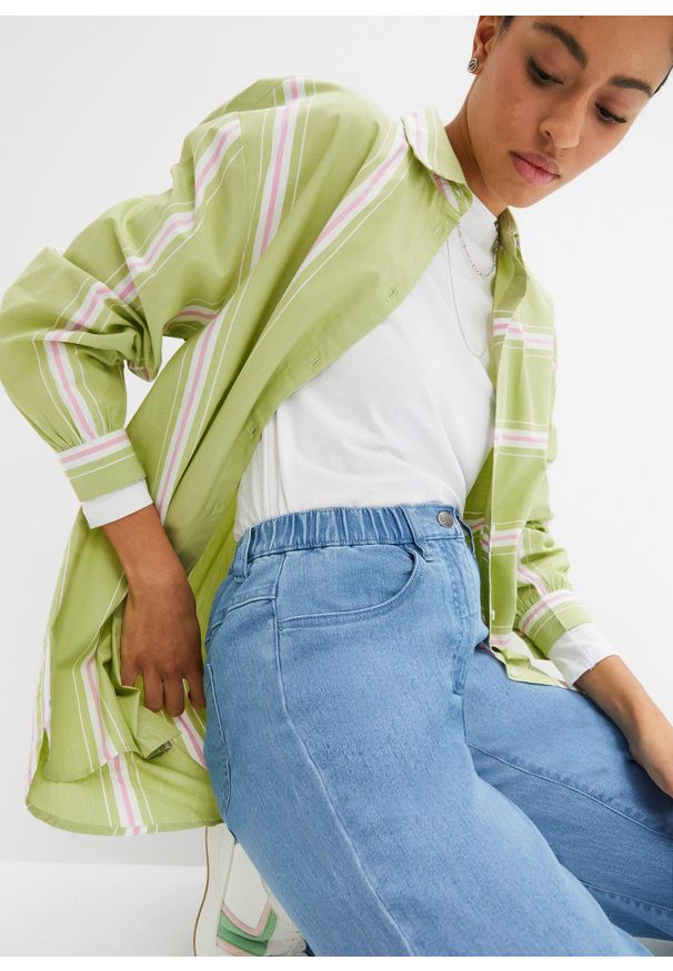 bonprix - Dżinsy Mom, High Wwaist, ze stretchem. Stan: podwyższony. Kolor: niebieski