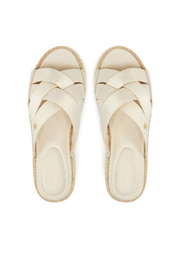 TOMMY HILFIGER - Tommy Hilfiger Espadryle Satin Espadrille Mule FW0FW08502 Beżowy. Kolor: beżowy. Materiał: materiał