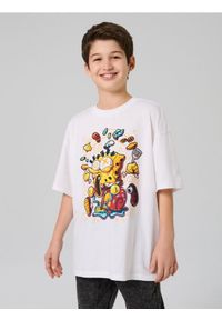 Sinsay - Bawełniana koszulka z nadrukiem SpongeBob SquarePants - biały. Kolor: biały. Materiał: bawełna. Wzór: nadruk #1