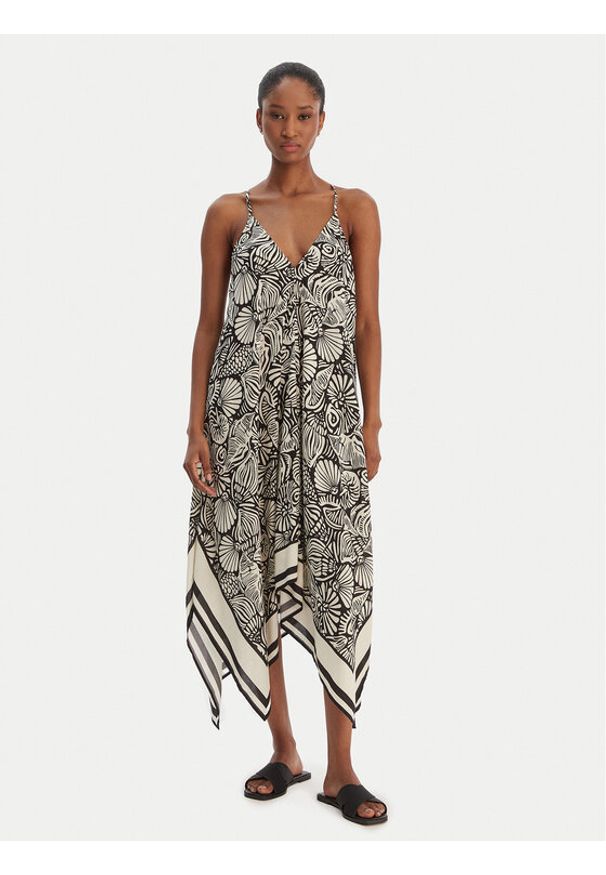 Seafolly Sukienka letnia C Shells 55763-DR Czarny Regular Fit. Kolor: czarny. Materiał: wiskoza. Sezon: lato