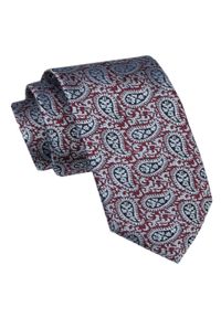 Elegancki Krawat Męski - Alties - Czerwień i Popiel, Paisley. Kolor: czerwony. Materiał: tkanina. Wzór: paisley. Styl: elegancki