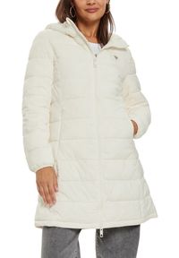 Guess - GUESS Beżowa długa damska kurtka New Aleta, Rozmiar S. Kolor: beżowy. Długość: długie #4