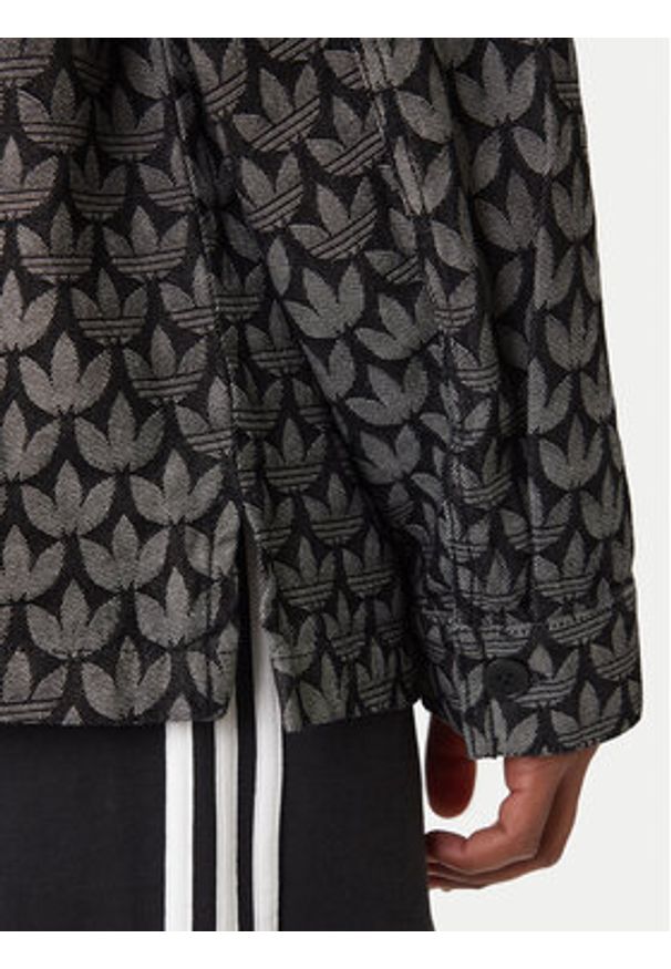 Adidas - adidas Koszula jeansowa Monogram KC6379 Szary Loose Fit. Kolor: szary. Materiał: bawełna