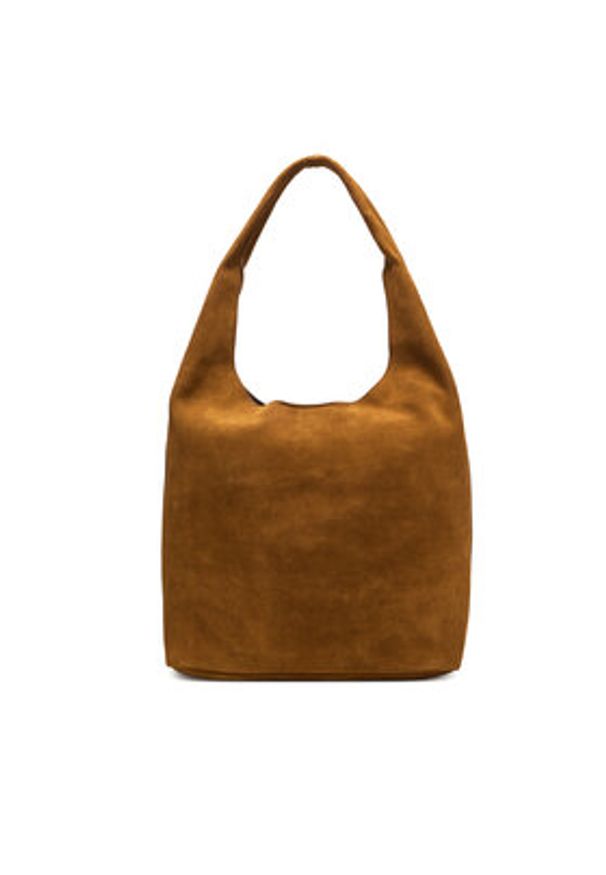 Calvin Klein Torebka Slouchy Suede Leather Medium Bag LV04F3597G Brązowy. Kolor: brązowy. Materiał: skórzane, zamszowe