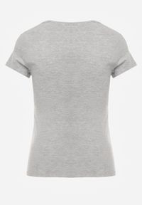 Born2be - Jasnoszary T-shirt Thonilacia. Kolor: szary. Materiał: bawełna, dzianina. Długość rękawa: krótki rękaw. Długość: krótkie. Wzór: aplikacja #7