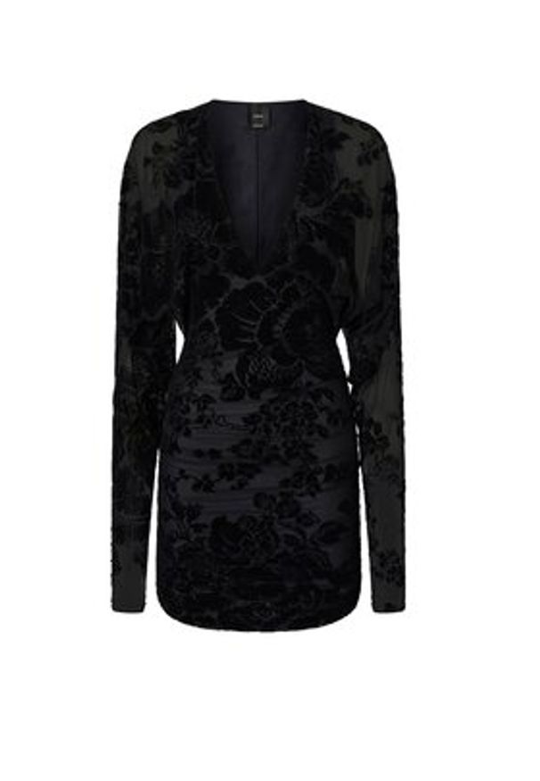 Pinko - PINKO Sukienka Roulette dress tulle stampa flock Czarny Slim Fit. Kolor: czarny
