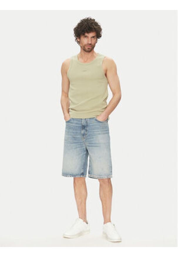 Hugo - HUGO Tank top Dapota 50542089 Zielony Slim Fit. Kolor: zielony. Materiał: bawełna