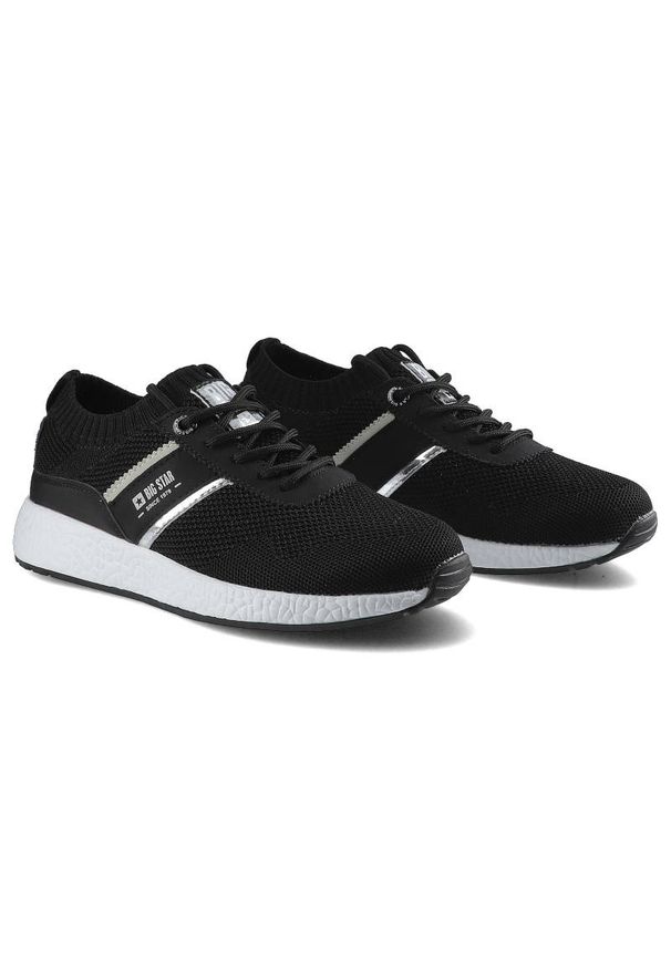 Big-Star - Czarne Sneakersy Big Star Damskie Półbuty Lekkie. Zapięcie: sznurówki. Kolor: czarny. Materiał: materiał. Szerokość cholewki: normalna. Sport: fitness
