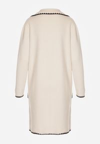 Born2be - Beżowy Kardigan Ozdobiony Lamówką Tusbena. Okazja: na co dzień. Kolor: beżowy. Materiał: jeans. Wzór: aplikacja. Styl: casual, elegancki #7