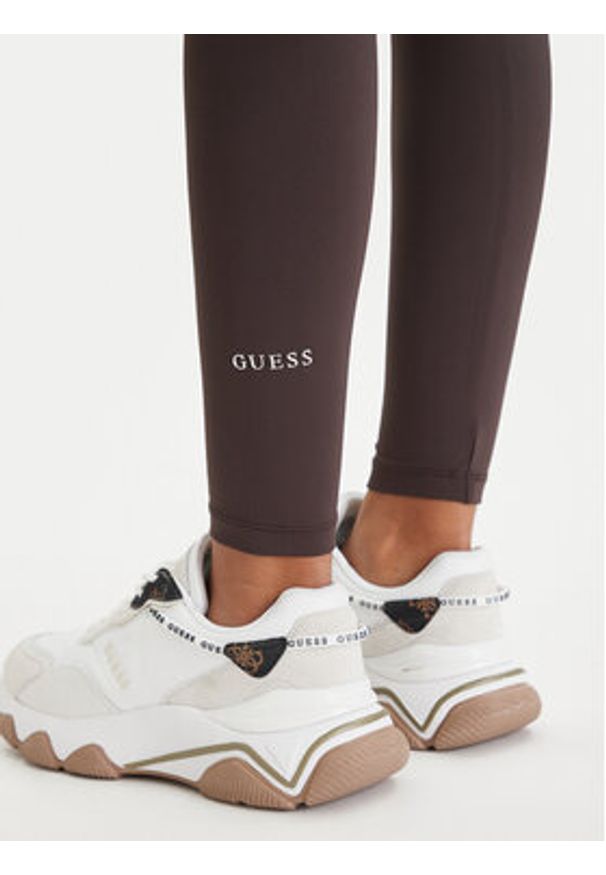 Guess Legginsy V6RB11 KD952 Brązowy Slim Fit. Kolor: brązowy. Materiał: syntetyk