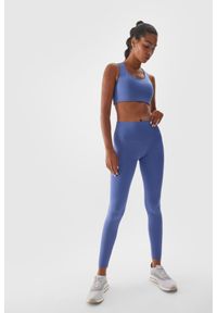 4f - 4F Legginsy treningowe z wysokim stanem damskie - granatowe L. Stan: podwyższony. Kolor: niebieski. Materiał: poliester, elastan, materiał, włókno, dzianina. Wzór: ze splotem, gładki, jednolity. Sport: fitness #1